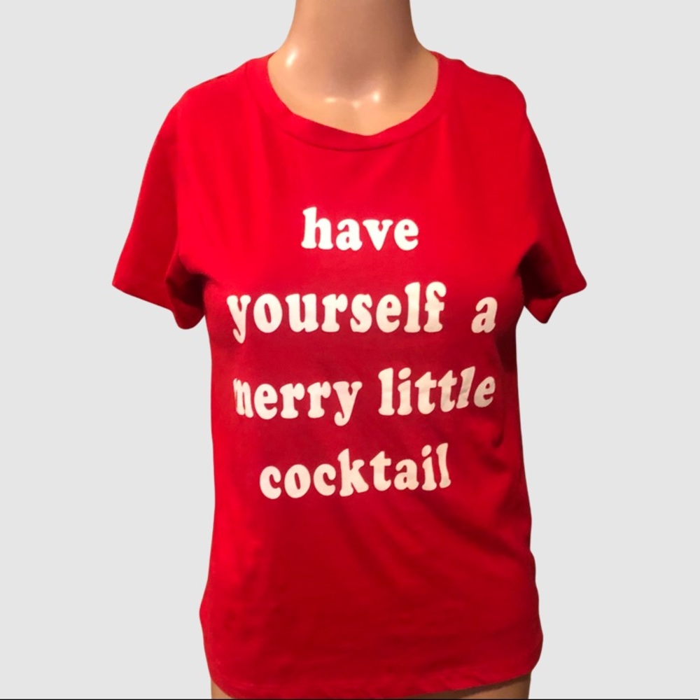 Funny red and white Christmas graphic t-shirt. EUC no wear. Size small.